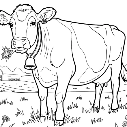 Kleurplaat Koe op de boerderij