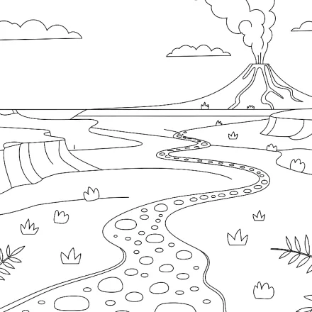 Kleurplaat Landschap van heel lang geleden