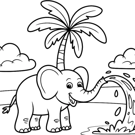 Kleurplaat Olifant in de jungle