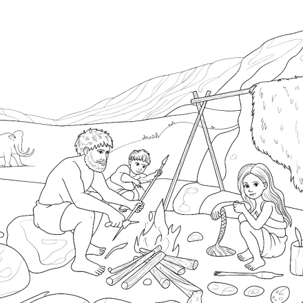 Kleurplaat In de prehistorie