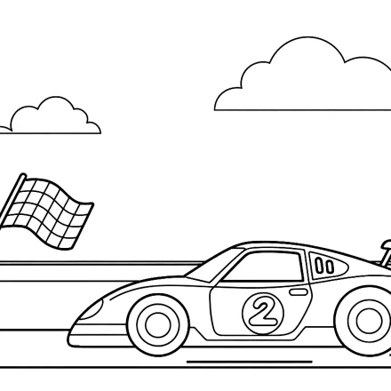 Kleurplaat Raceauto op het circuit