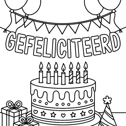 Kleurplaat Gefeliciteerd