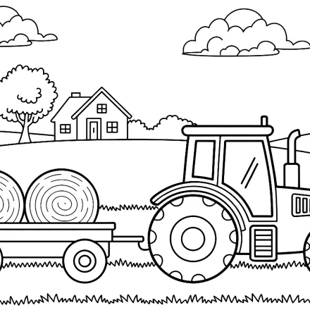 Kleurplaat Tractor op het land