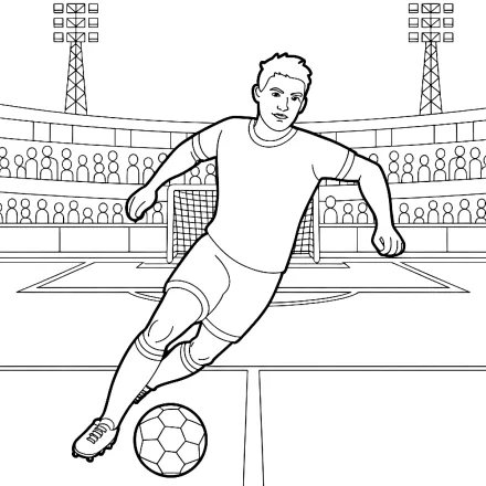Kleurplaat Voetballer in het stadion