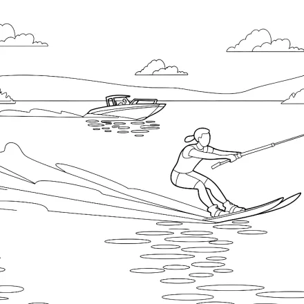 Kleurplaat Waterskiën