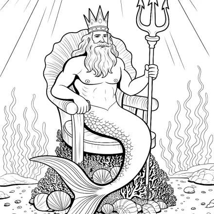 Kleurplaat De zeemeermankoning